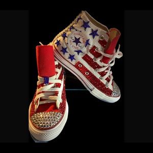 Custom Bling Converse Stars & Stripes Sneakers